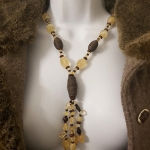 Vintage Rare Unique Necklace wood glass
